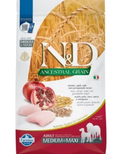 FARMINA N&D Ancestral Grain Dog Adult Medium & Maxi Chicken & Pomegranate 2,5 kg + FARMINA N&D Tropical Selection Dental Treat Chicken Medium/Maxi 100 g (7 pezzi) GRATIS!