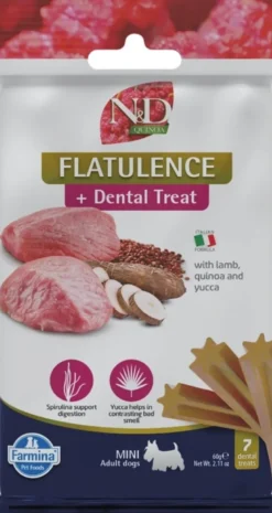 FARMINA N&D Ancestral Grain Dog Adult Mini Agnello & Mirtillo 7 kg alimento per cani di piccola taglia + FARMINA N&D Quinoa Dental Treat Flatulence Mini 60 g (7 pezzi) GRATIS!