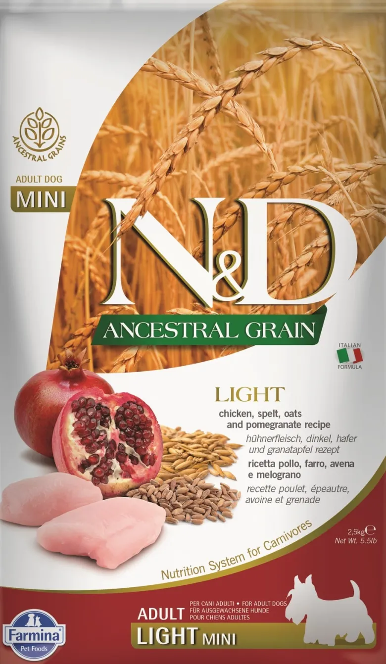 FARMINA N&D Ancestral Grain dog light chicken, spelt, oats and orange 2 x 2.5kg