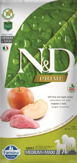 FARMINA N&D Boar & Apple Adult Medium & Maxi 2,5 kg alimento per cani di taglia media e grande + FARMINA N&D Quinoa Dental Treat Flatulence Medium/Maxi 100 g (7 pezzi) GRATIS!