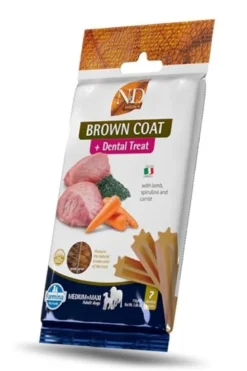 FARMINA N&D Brown Dog Adult Medium & Maxi Agnello, Spirulina, Carota 7 kg + FARMINA N&D Brown Dental Treat Coat Agnello Medium/Maxi 100 g (7 pezzi) GRATIS!