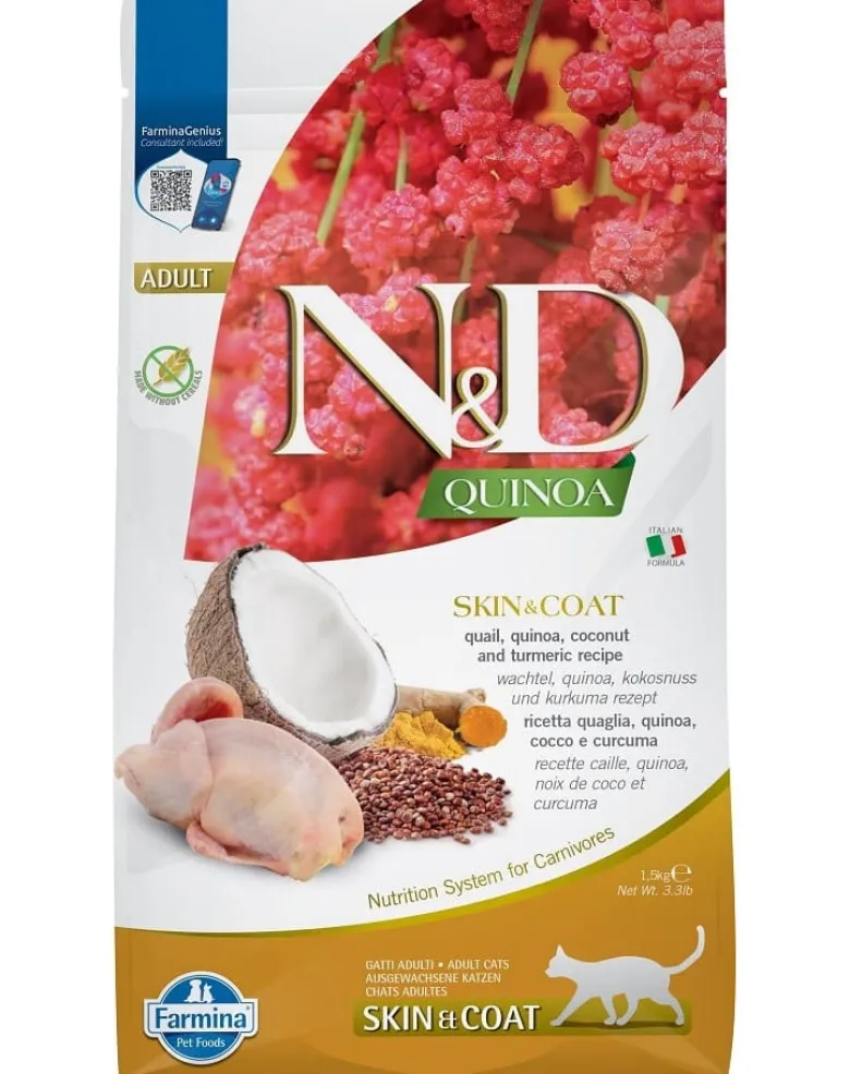 FARMINA N&D Cat Quinoa Adult skin & coat quail, coconut 1,5 kg