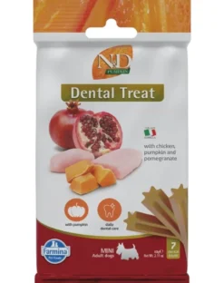FARMINA N&D GF Pumpkin Lamb & Blueberry Puppy Mini 2,5 kg per cuccioli di piccola taglia + FARMINA N&D Pumpkin Dental Treat Chicken & Pomegranate Mini 60 g (7 pezzi) GRATIS!