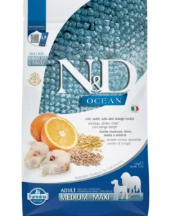 FARMINA N&D Ocean Adult Medium&Maxi Codfish, Oats, and Orange 2,5 kg