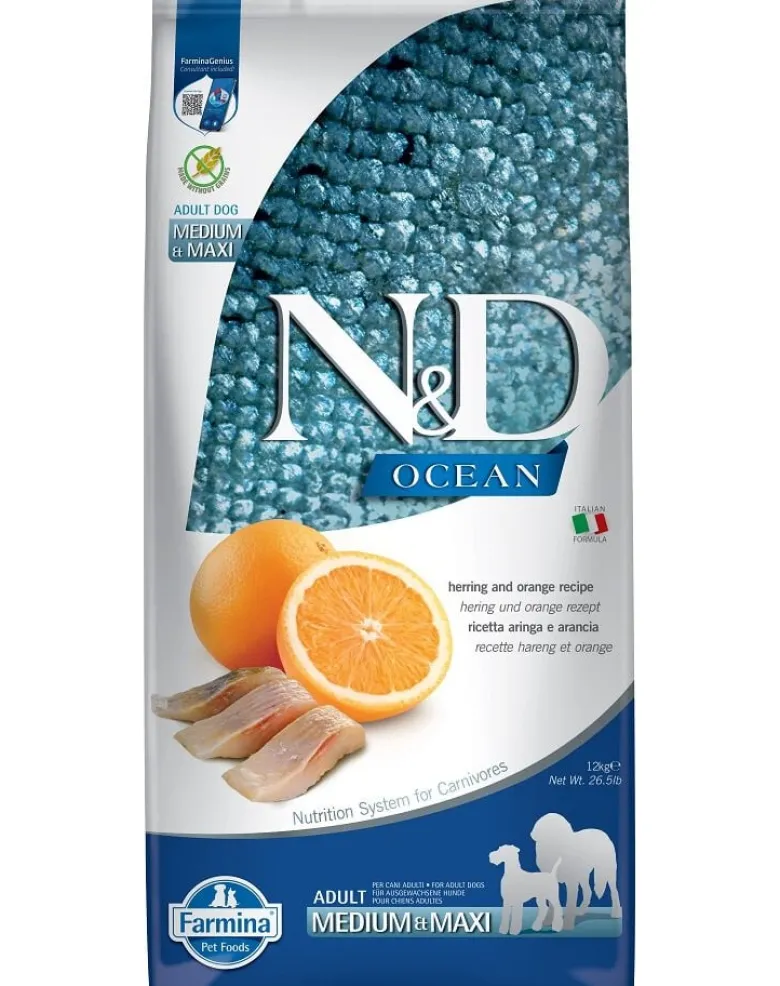 FARMINA N&D Ocean Adult Medium & Maxi Herring & Orange 12 kg