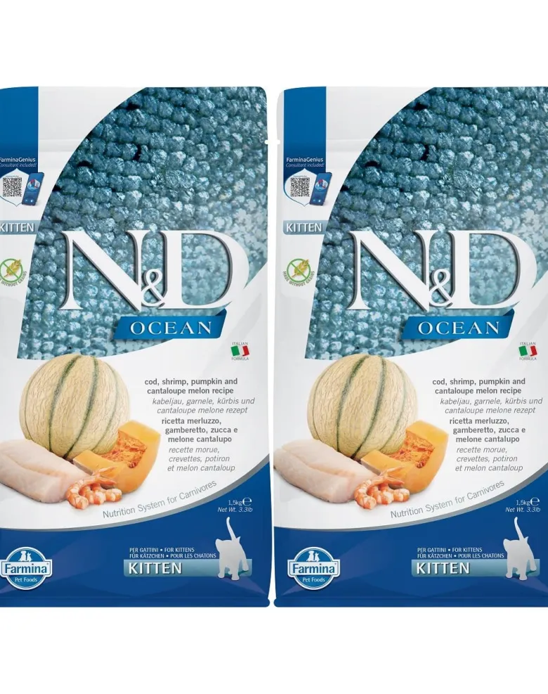 FARMINA N&D Ocean Cat Kitten Cod, Shrimp, Pumpkin & Cantaloupe1,5kg