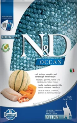 FARMINA N&D Ocean Cat Kitten Cod, Shrimp, Pumpkin & Cantaloupe 2 x 5kg