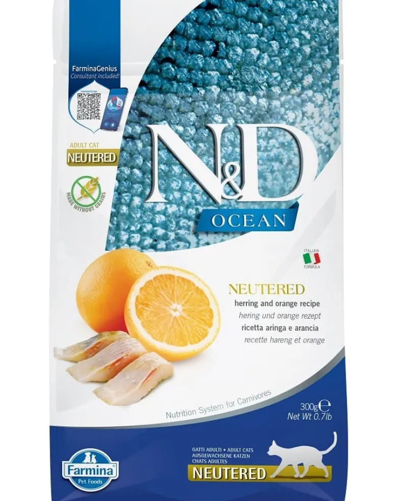 FARMINA N&D Ocean Cat Neutered Adult Herring & Orange 300 g