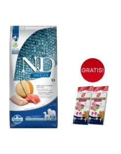 FARMINA N&D Ocean Dog Adult Medium & Maxi 12 kg salmone, merluzzo, zucca, melone cantalupo + 2 x FARMINA N&D Quinoa Dental Treat Weight Management Medium/Maxi GRATIS!