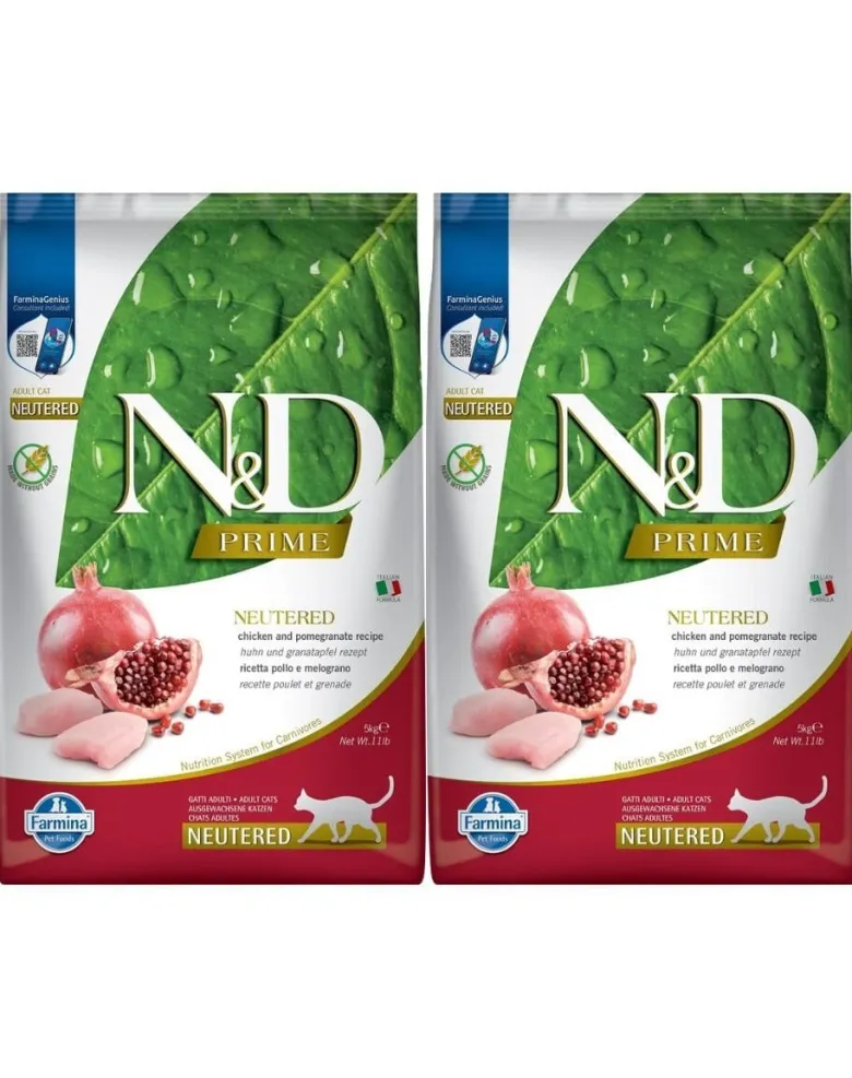 FARMINA N&D Prime Cat Chicken & Pomegranate Neutered 2 x 5kg