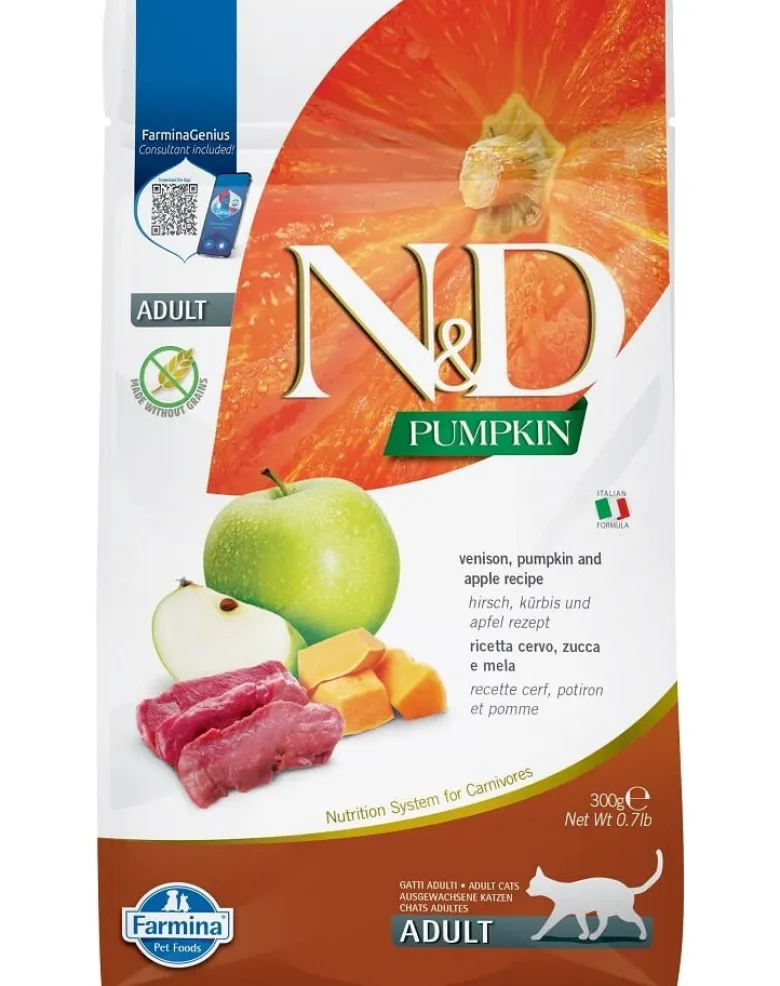 FARMINA N&D Pumpkin Adult Cat Venison&Apple 300 g Cervo, zucca e mela per gatti adulti