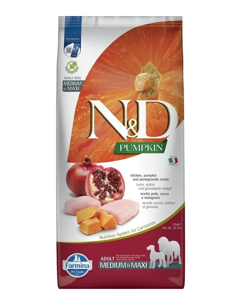 FARMINA N&D Pumpkin Adult Medium & Maxi Chicken & Pomegranate 12 kg