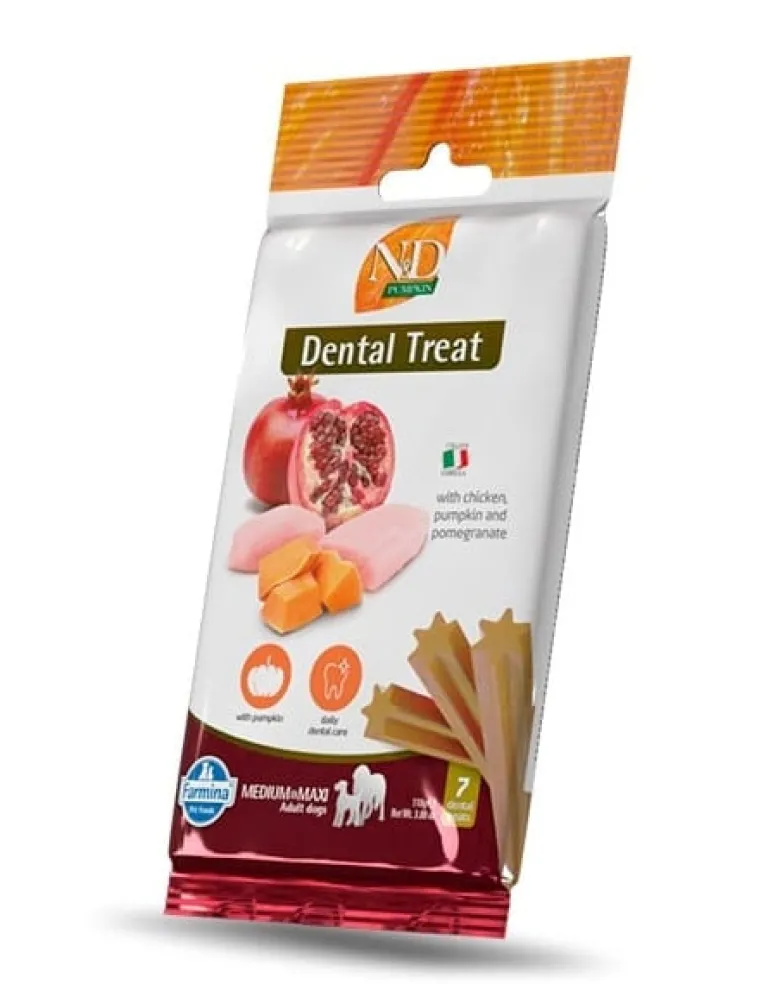 FARMINA N&D Pumpkin Lamb & Blueberry Adult Medium & Maxi 12 kg alimento per cani adulti di taglia media e grande + 3 x FARMINA N&D Pumpkin Dental Treat Chicken & Pomegranate Medium/Maxi 100 g (7 pezzi) GRATIS!