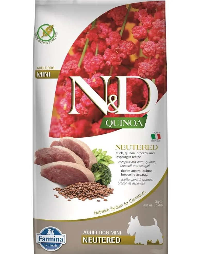 FARMINA N&D Quinoa Adult Mini Neutered Duck, Broccoli & Asparagus 2 x 7kg