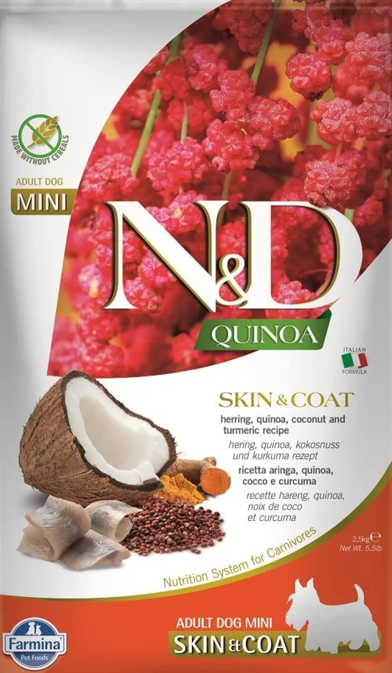 FARMINA N&D Quinoa Adult Mini Skin&Coat Herring, Coconut 2 x 2.5kg