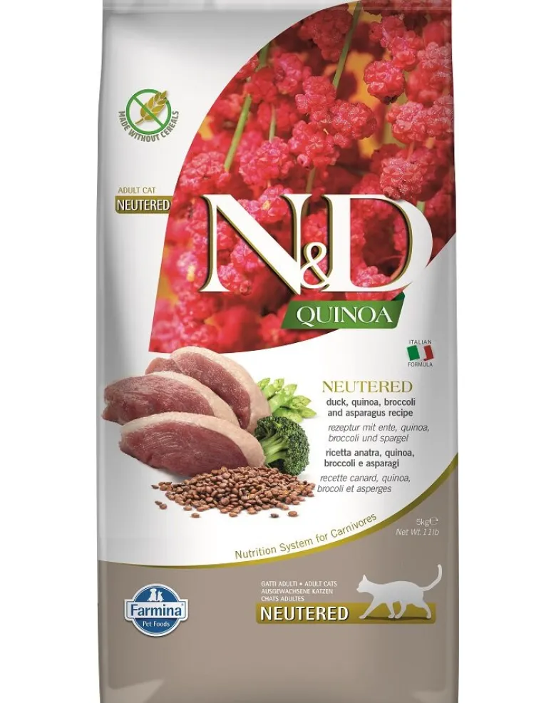 FARMINA N&D Quinoa Cat Duck, Brocolli & Asparagus Neutered Adult 5 kg