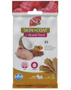 FARMINA N&D Quinoa Dental Treat Skin Coat Quail Mini 60 g (7 pz) snack dentale per cani di piccola taglia