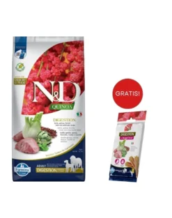 FARMINA N&D Quinoa Dog Adult Medium & Maxi Digestion Agnello & Finocchio 7 kg + FARMINA N&D Quinoa Dental Treat Digestion Medium/Maxi GRATIS!