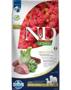 FARMINA N&D Quinoa Dog Adult Medium & Maxi Digestion Agnello & Finocchio 7 kg + FARMINA N&D Quinoa Dental Treat Digestion Medium/Maxi GRATIS!
