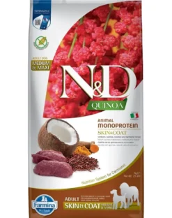 FARMINA N&D Quinoa Dog Adult Medium & Maxi Skin & Coat Cervo & Cocco 7 kg + FARMINA N&D Quinoa Dental Treat Skin Coat Quail Medium/Maxi 100 g (7 pezzi) GRATIS!