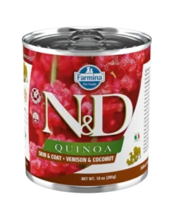FARMINA N&D Quinoa Dog Venison, cocco 285g Cervo con cocco per rinforzare pelle e pelo