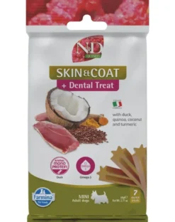 FARMINA N&D Quinoa Mini Skin and Coat 2,5 kg con anatra e cocco + FARMINA N&D Quinoa Dental Treat Skin Coat Duck Mini 60 g GRATIS!
