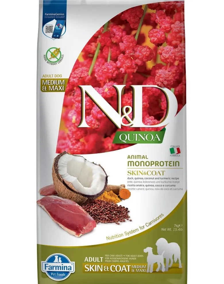 FARMINA N&D Quinoa Skin&Coat Duck&Coconut Adult 7 kg anatra e cocco per cani adulti