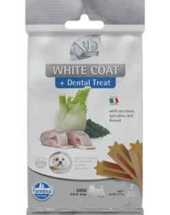 FARMINA N&D White Dental Treat Coat Sea bass Mini 60 g (7 pz) snack dentale per cani di piccola taglia