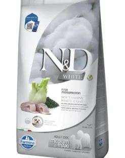 FARMINA N&D White Dog Adult Medium Maxi Sea Bass, Spirulina, Fennel 7 kg