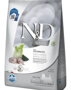 FARMINA N&D White Dog Adult Mini Sea Bass, Spirulina, Fennel 5 kg