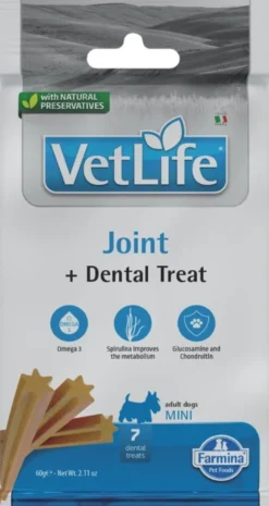 FARMINA Vet Life Dog Joint 12kg mangime per cani per articolazioni sane + 2 x FARMINA Vet Life Dental Treat Joint Mini 60 g (7 pezzi) GRATIS!