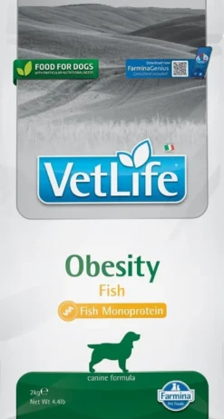 FARMINA Vet Life Obesity Fish alimento per cani adulti 2 kg + FARMINA Vet Life Dental Treat Obesity Medium/Maxi 100 g (7 pezzi) GRATIS!