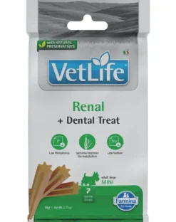 FARMINA Vet Life Renal Dog 12 kg alimento per cani con malattie renali + 2 x FARMINA Vet Life Dental Treat Renal Mini 60 g (7 pezzi) GRATIS!