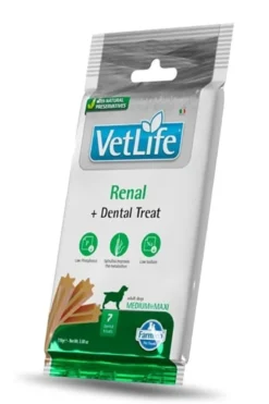 FARMINA Vet Life Renal Dog 2 kg alimento per cani con malattie renali + FARMINA Vet Life Dental Treat Renal Medium/Maxi 100 g (7 pezzi) GRATIS!