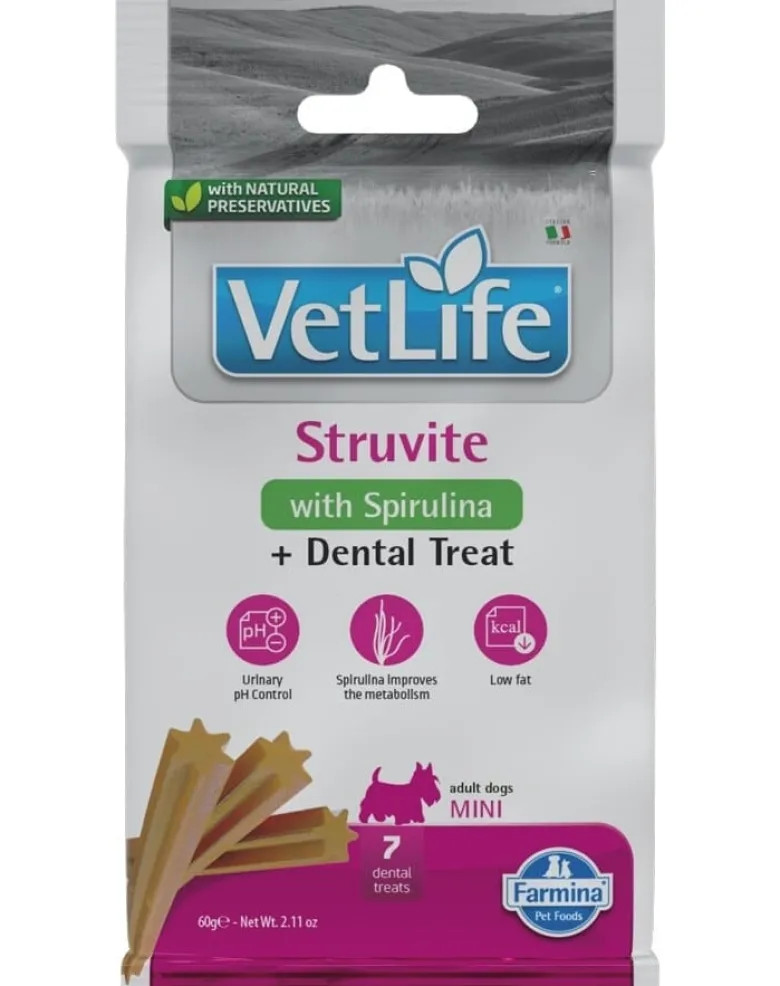 FARMINA Vet Life Struvite Management 12kg mangime per cani con patologie dell'apparato urinario + FARMINA Vet Life Dental Treat Struvite Mini 60 g (7 pezzi) GRATIS!