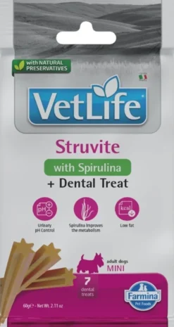 FARMINA Vet Life Struvite Management 12kg mangime per cani con patologie dell'apparato urinario + FARMINA Vet Life Dental Treat Struvite Mini 60 g (7 pezzi) GRATIS!