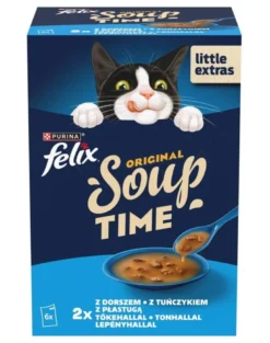 FELIX Original Soup Sapori di Pesce 6x48g con merluzzo e tonno, alimento umido complementare per gatti