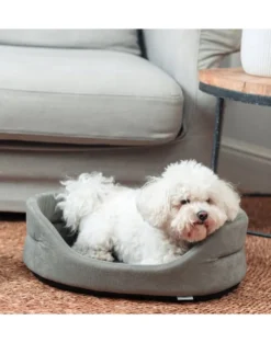 FERA Letto ovale per cani 61x51x16 cm grigio
