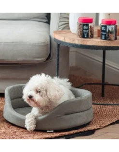 FERA Letto ovale per cani 61x51x16 cm grigio