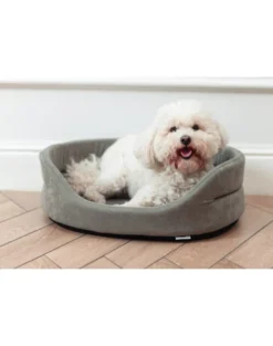FERA Letto ovale per cani 75x62x22 cm grigio