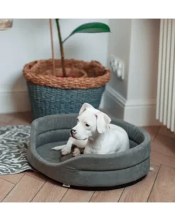 FERA Letto ovale per cani 75x62x22 cm grigio