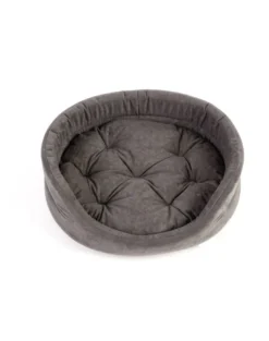 FERA Letto per cani ovale con cuscino 53x44x16 cm grigio