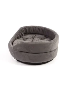 FERA Letto per cani ovale con cuscino 53x44x16 cm grigio