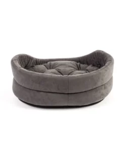 FERA Letto per cani ovale con cuscino 53x44x16 cm grigio