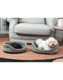 FERA Letto per cani ovale con cuscino 53x44x16 cm grigio