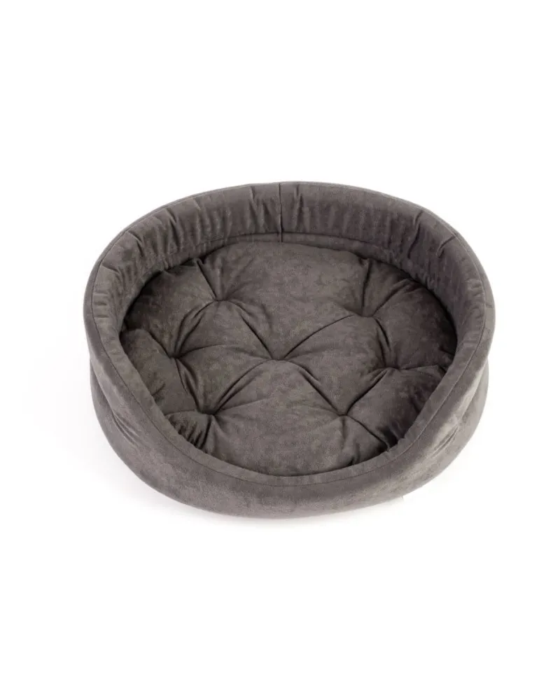 FERA Letto per cani ovale con cuscino 47x38x15 cm grigio
