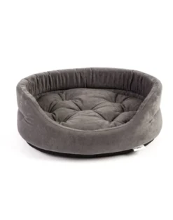 FERA Letto per cani ovale con cuscino 66x55x17 cm grigio