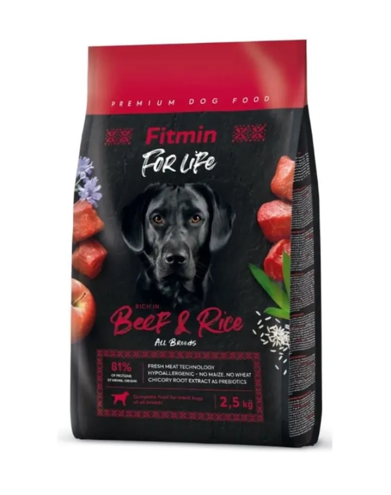 FITMIN Dog For Life Adult Beef Rice 2,5 kg per cani di tutte le razze