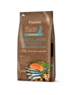 FITMIN Dog Purity Grain Free Adult Junior Fish Menu 12 kg cibo senza cereali a base di pesce per cani giovani e adulti di razze medie e grandi