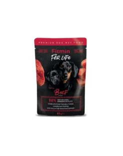 FITMIN For Life Adult e Cuccioli Manzo 85 g fileciki con manzo in salsa per cuccioli e cani adulti